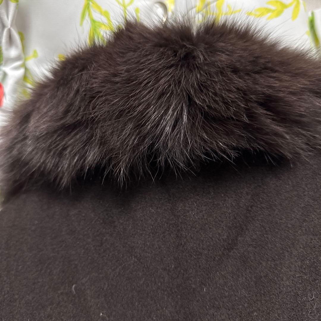 定価198000円新品未使用romanticFur 黒ポンチョコートケープ冬高級