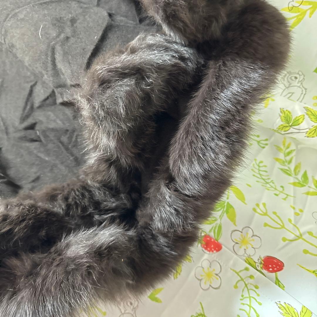 定価198000円新品未使用romanticFur 黒ポンチョコートケープ冬高級