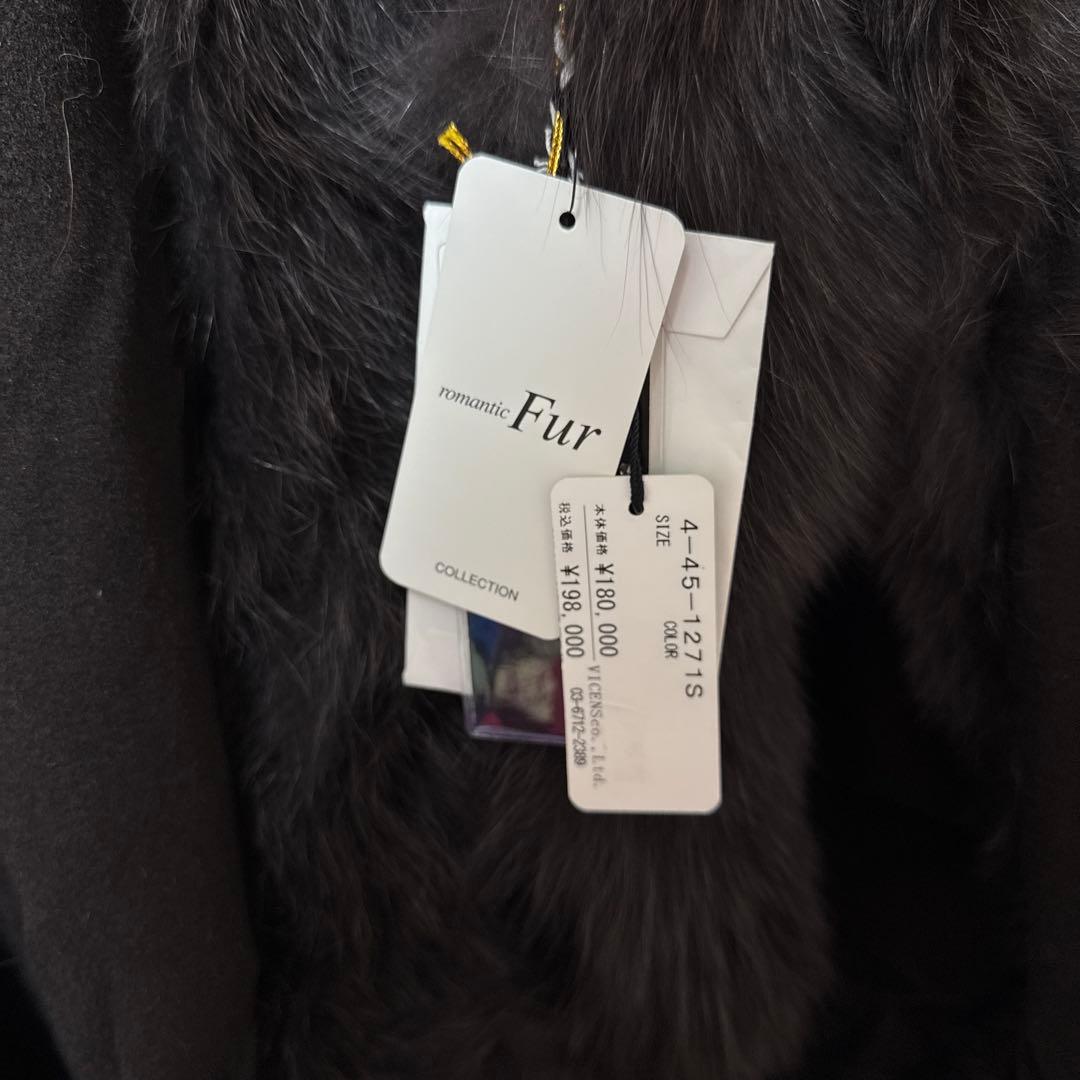 定価198000円新品未使用romanticFur 黒ポンチョコートケープ冬高級