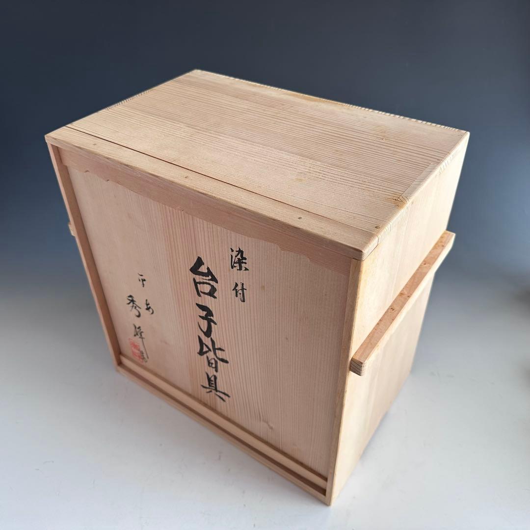 茶道具　染付　扇面絵　皆具　林秀峰　共箱　台子　水指　尺立　建水　稽古　点前