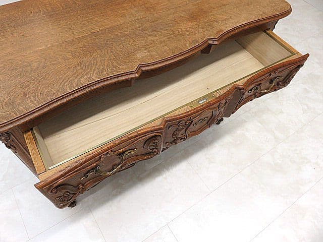 フレンチアンティーク オーク無垢材彫刻猫脚チェスト サイドチェス