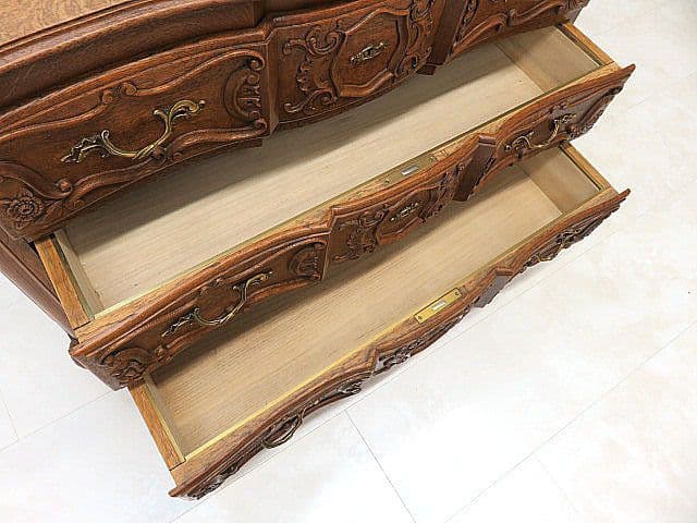 フレンチアンティーク オーク無垢材彫刻猫脚チェスト サイドチェス