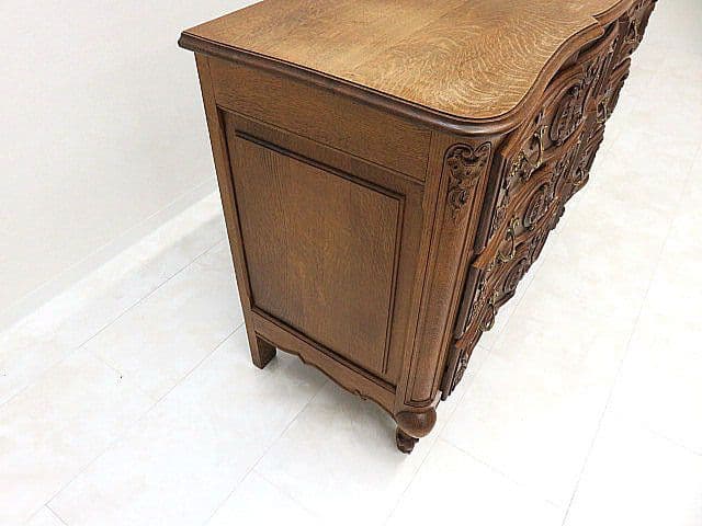 フレンチアンティーク オーク無垢材彫刻猫脚チェスト サイドチェス