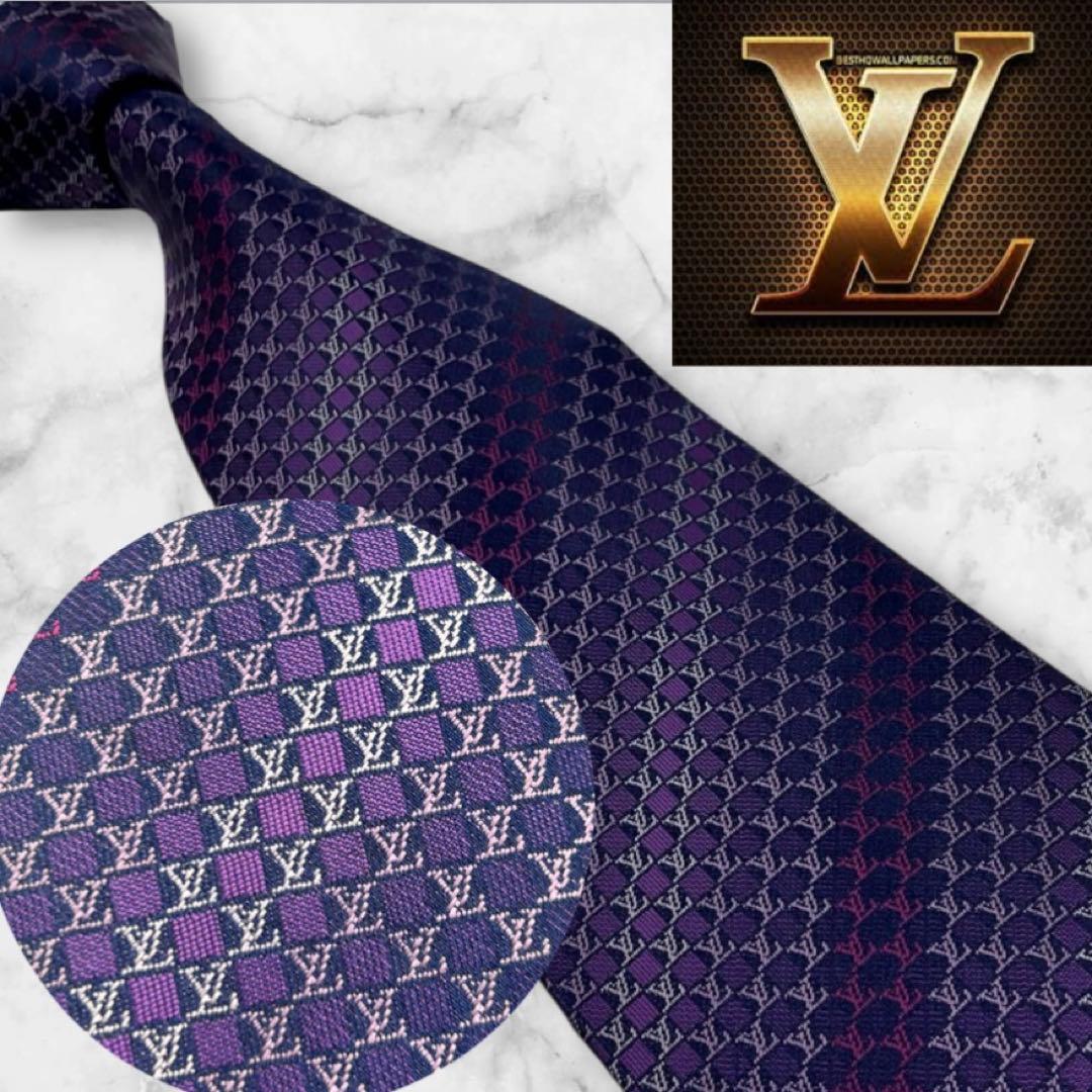 アリスト　世界最高峰ルイヴィトン LVロゴ　ストライプ　ネクタイ