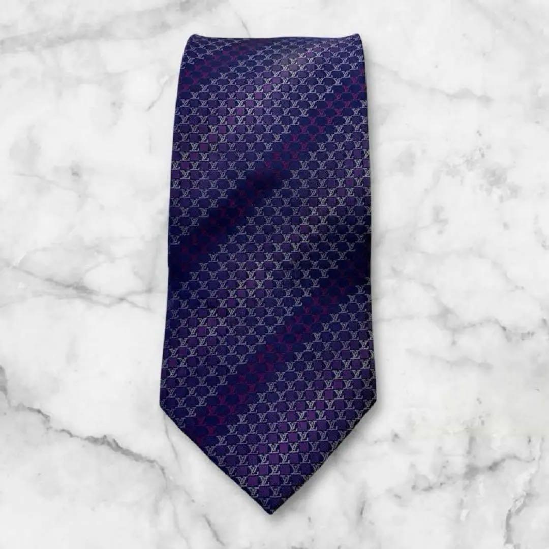 アリスト　世界最高峰ルイヴィトン LVロゴ　ストライプ　ネクタイ