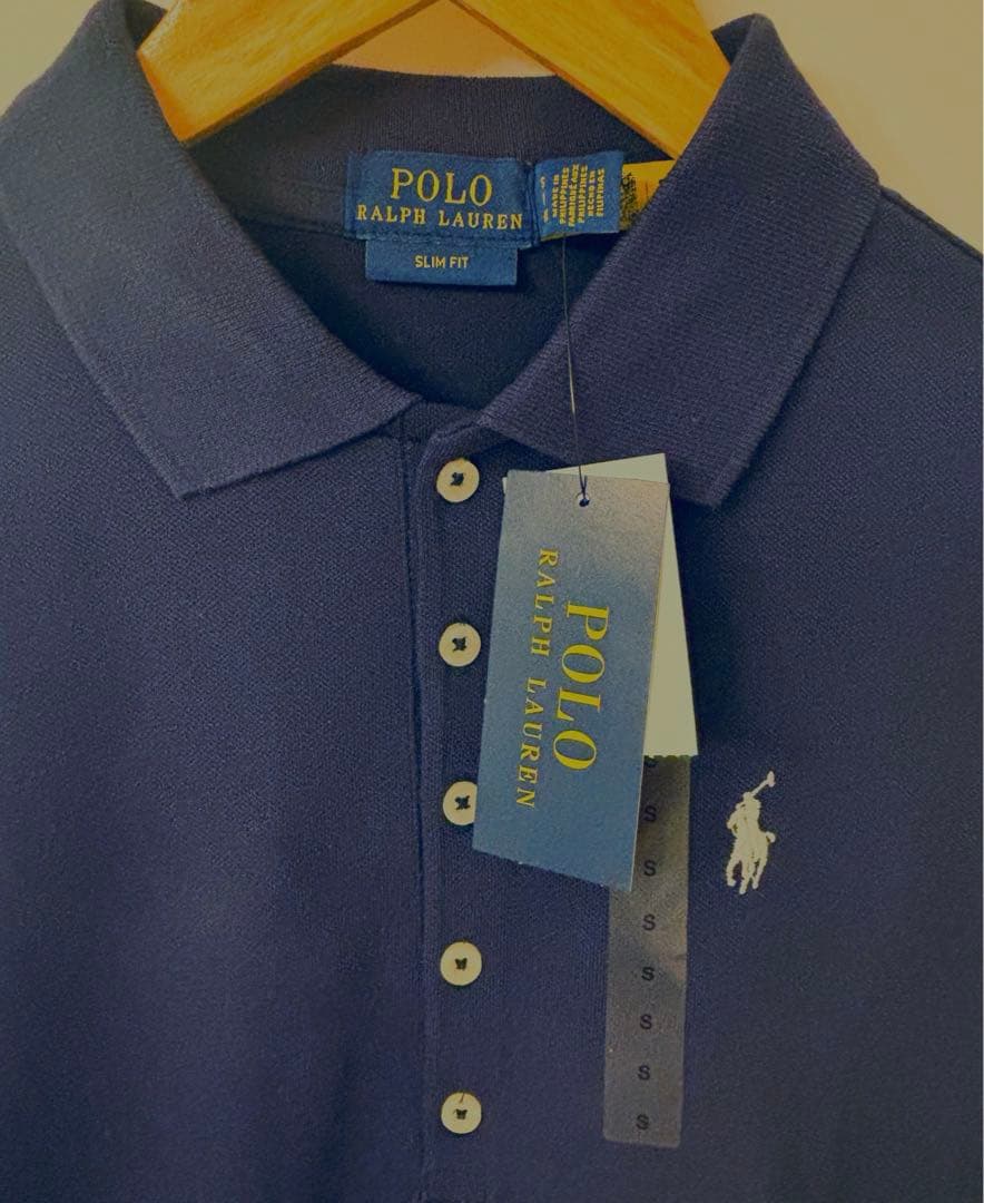 【新品未使用】ポロラルフローレン　スリムフィット　ポロシャツ　紺　ゴルフウェア