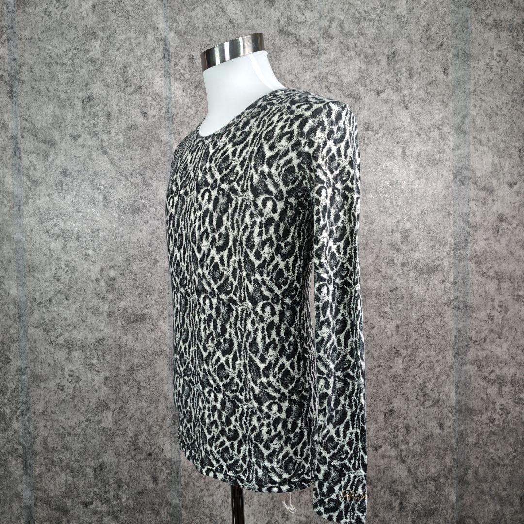希少 ロエン Roen レオパード柄 総柄カットソー 長袖 髑髏刺繍 Sサイズ