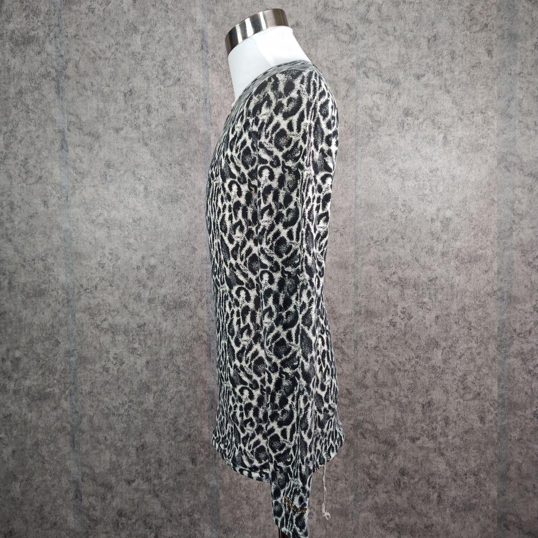 希少 ロエン Roen レオパード柄 総柄カットソー 長袖 髑髏刺繍 Sサイズ