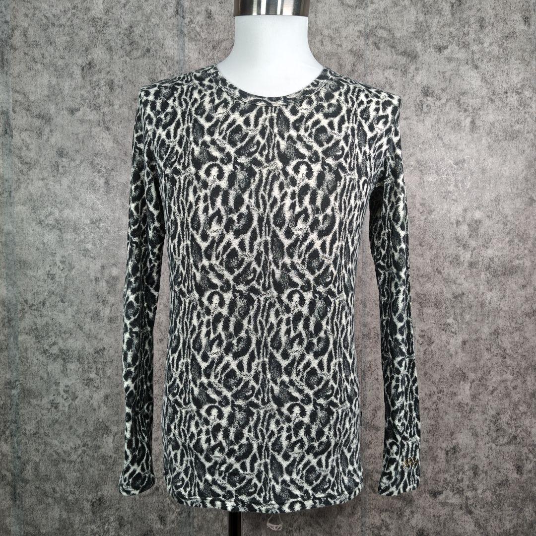 希少 ロエン Roen レオパード柄 総柄カットソー 長袖 髑髏刺繍 Sサイズ