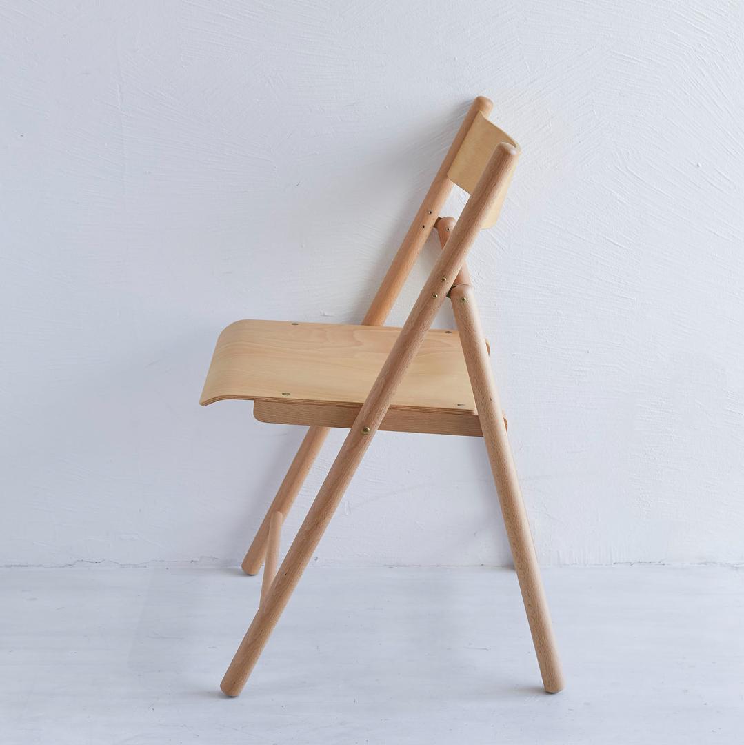 【美品】【無印良品】廃盤品イタリア製希少な木製折りたたみ椅子2脚 天然ブナ材