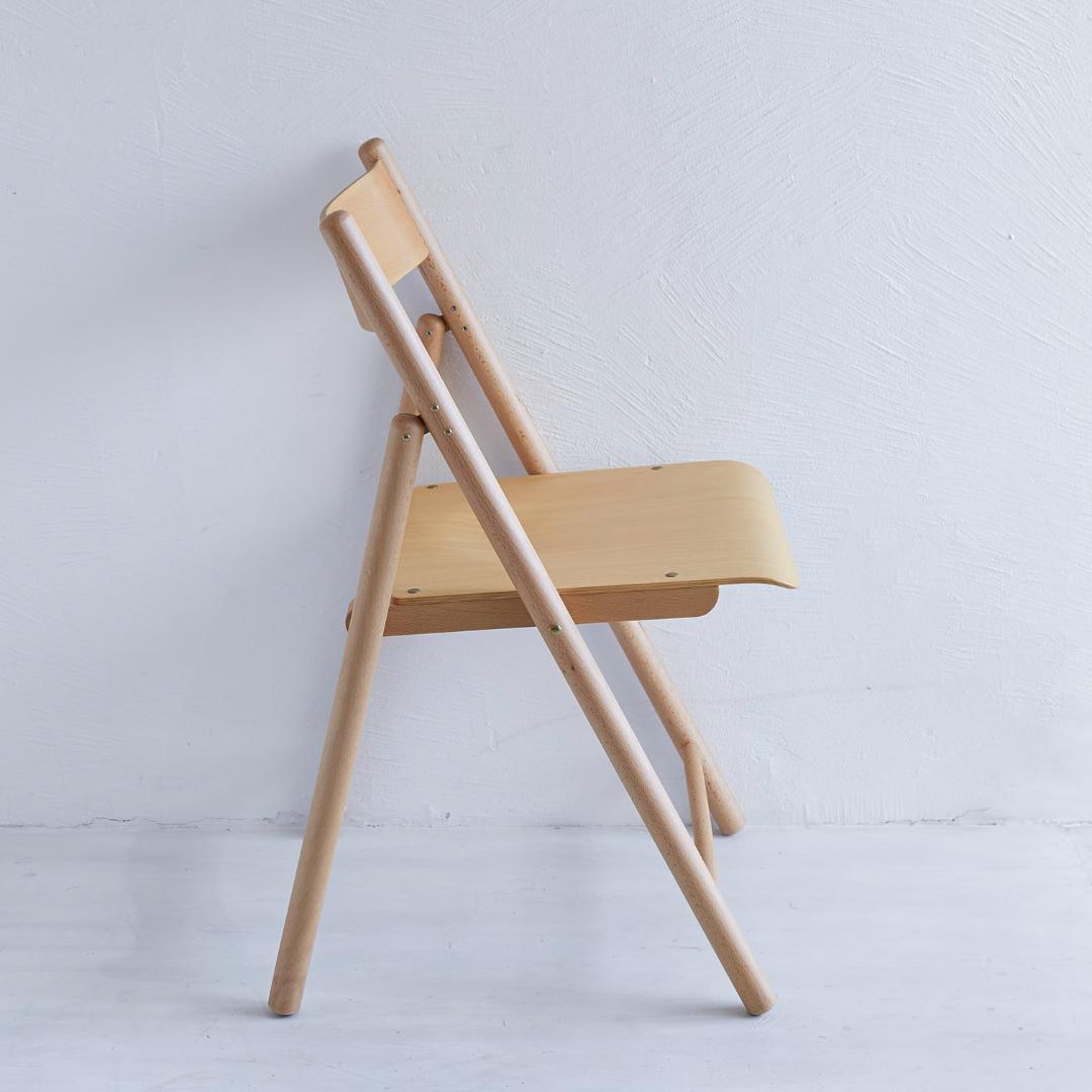 【美品】【無印良品】廃盤品イタリア製希少な木製折りたたみ椅子2脚 天然ブナ材