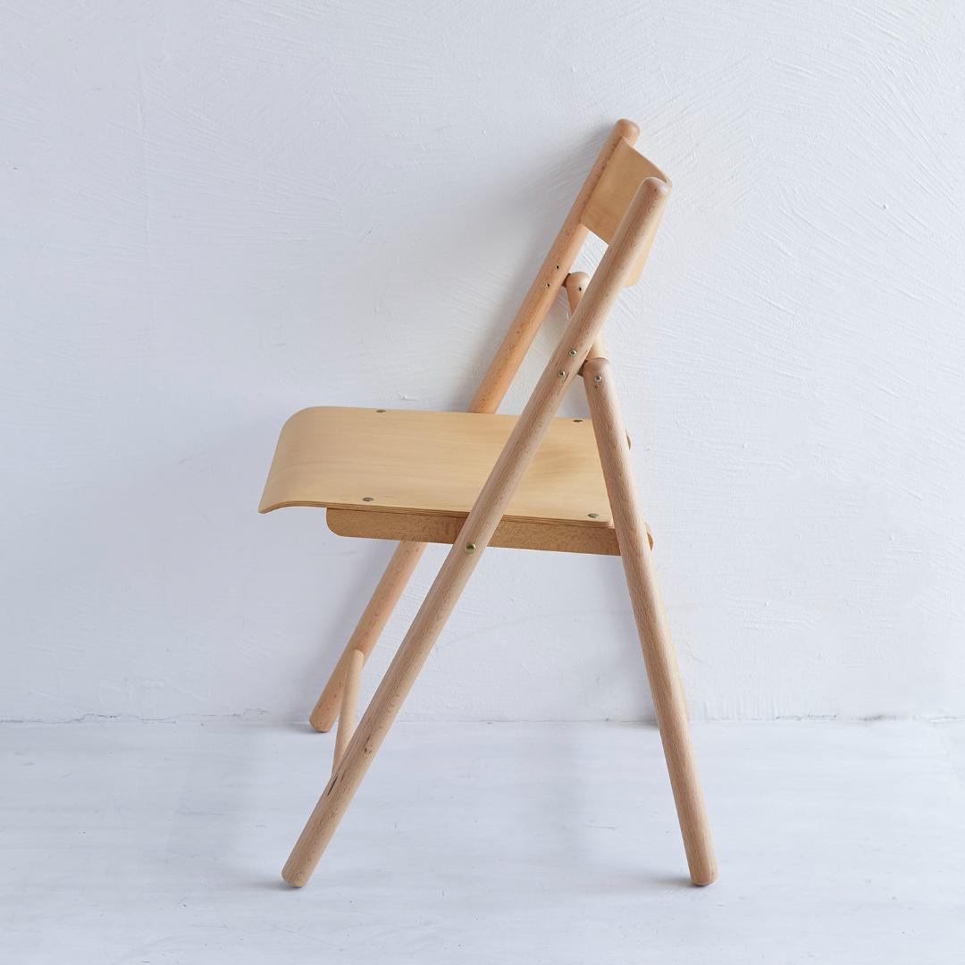 【美品】【無印良品】廃盤品イタリア製希少な木製折りたたみ椅子2脚 天然ブナ材