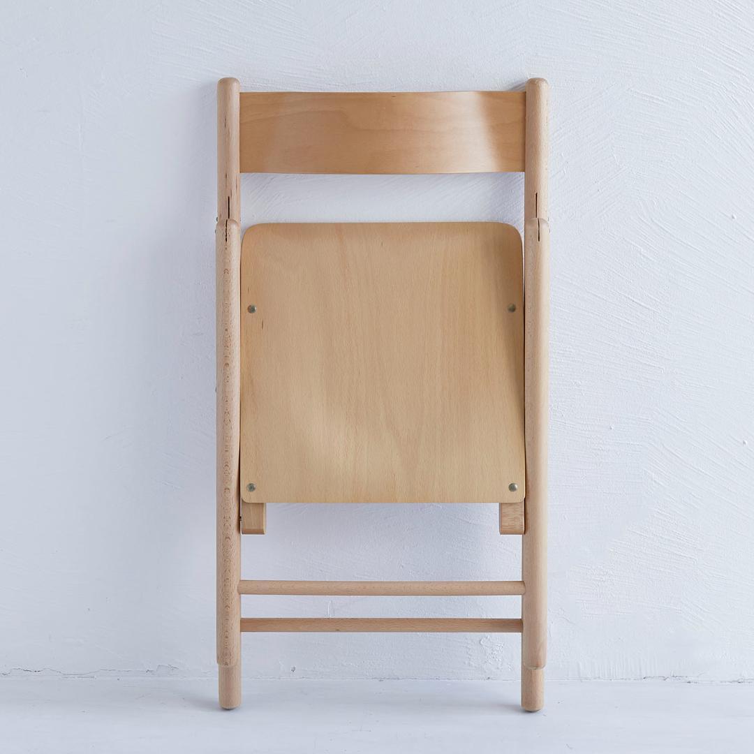 【美品】【無印良品】廃盤品イタリア製希少な木製折りたたみ椅子2脚 天然ブナ材