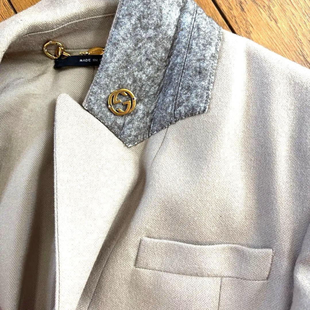 GUCCI ジャケット 38 ベージュ カシミヤ混 グッチテーラードジャケット