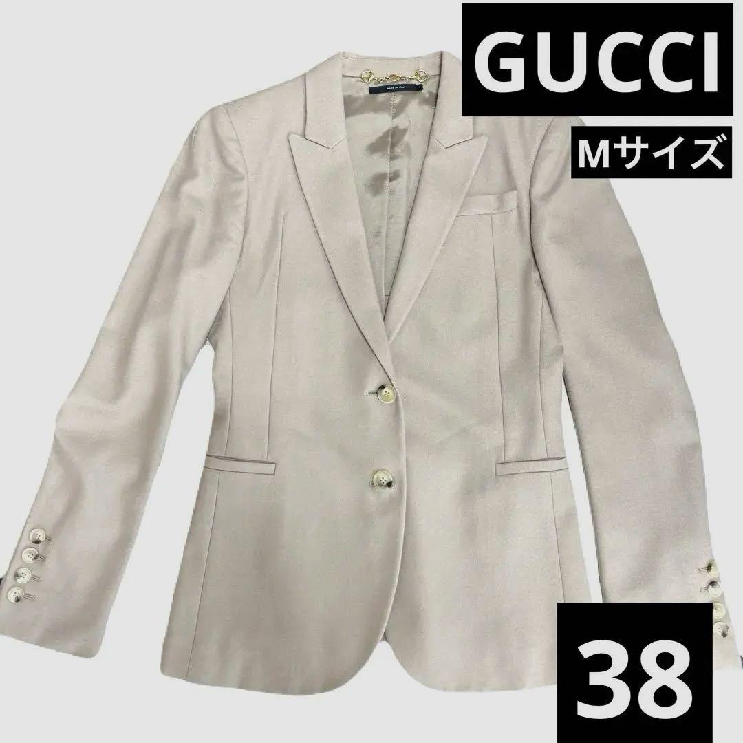 GUCCI ジャケット 38 ベージュ カシミヤ混 グッチテーラードジャケット