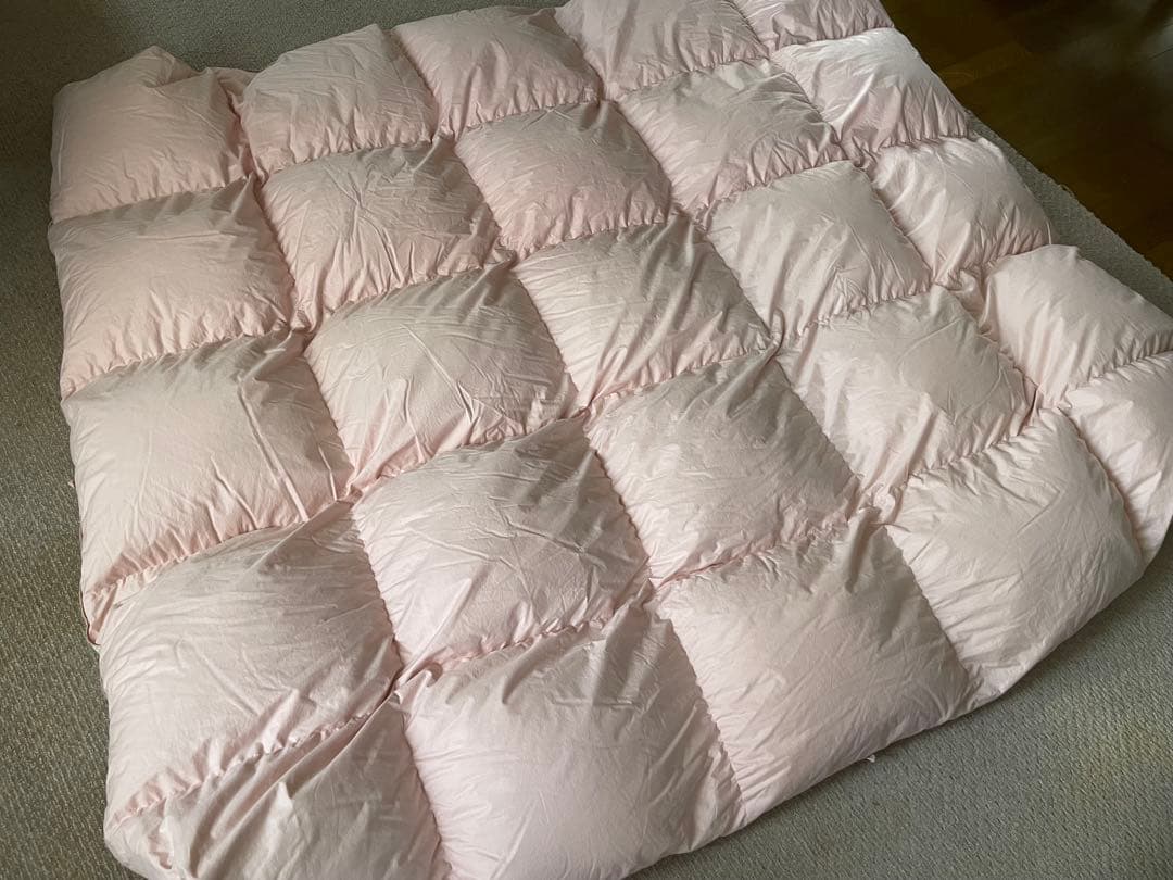 羽毛掛け布団 ダブル1.9kg ダウン90% フェザー10%ピンク系　カバー付