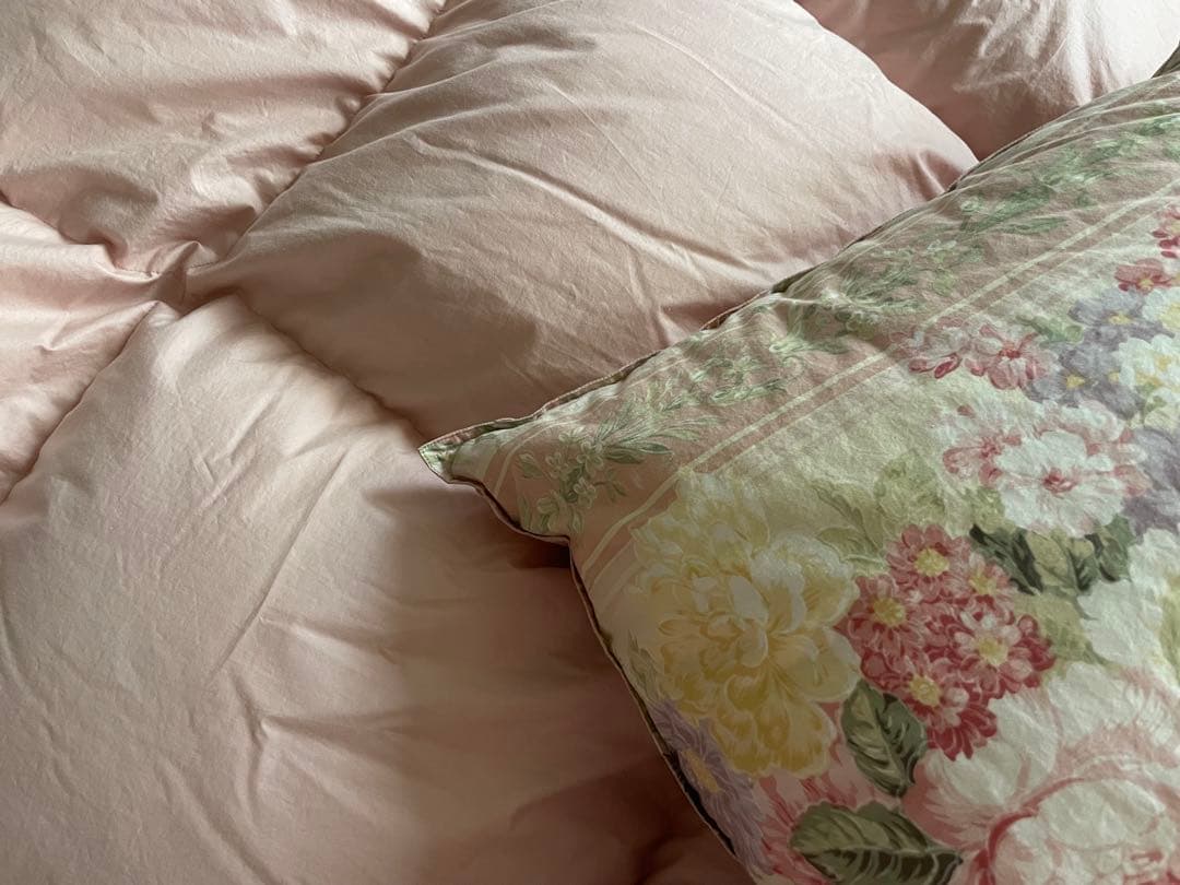 羽毛掛け布団 ダブル1.9kg ダウン90% フェザー10%ピンク系　カバー付