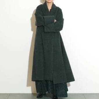 美品　スタイリング　ケイシラハタ　シャギーウールノーカラーボリュームコート754