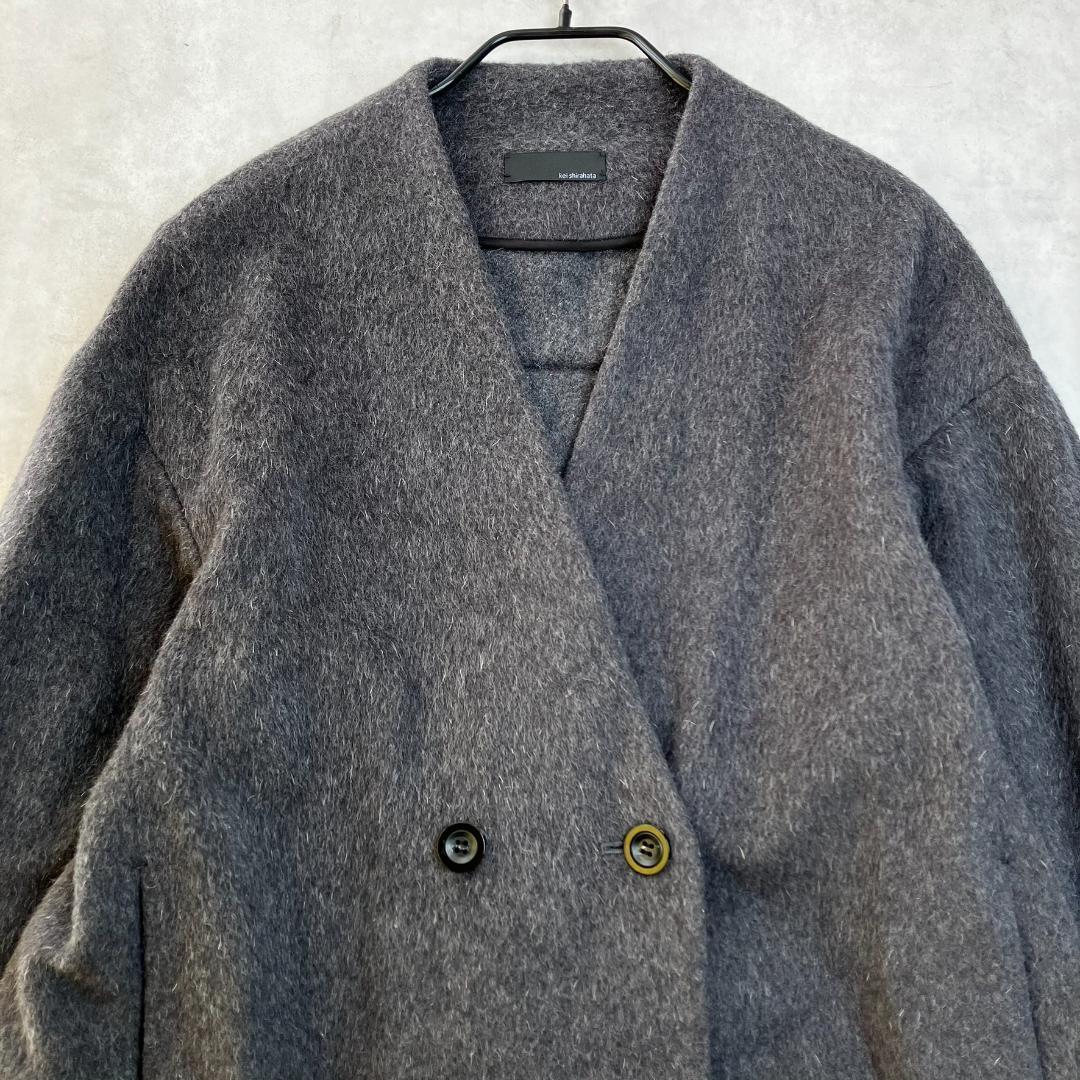 美品　スタイリング　ケイシラハタ　シャギーウールノーカラーボリュームコート754