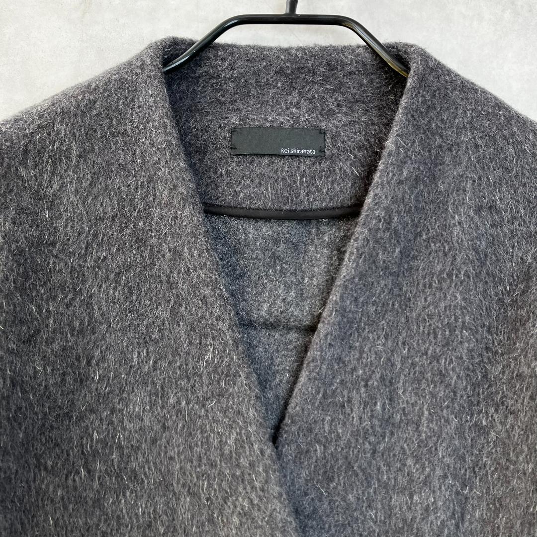 美品　スタイリング　ケイシラハタ　シャギーウールノーカラーボリュームコート754