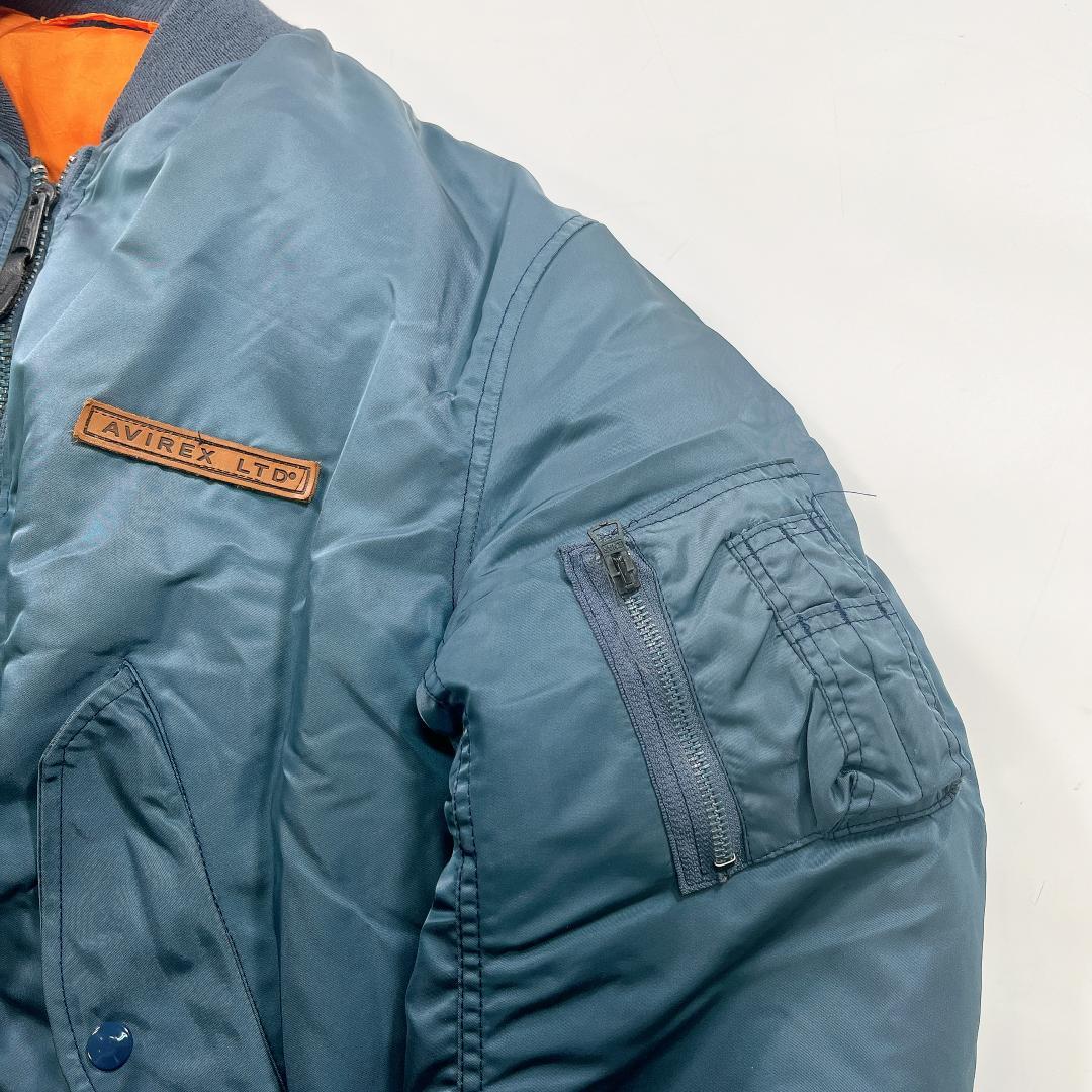 AVIREX MA-1 フライトジャケット バックロゴ L USA製 ブルー