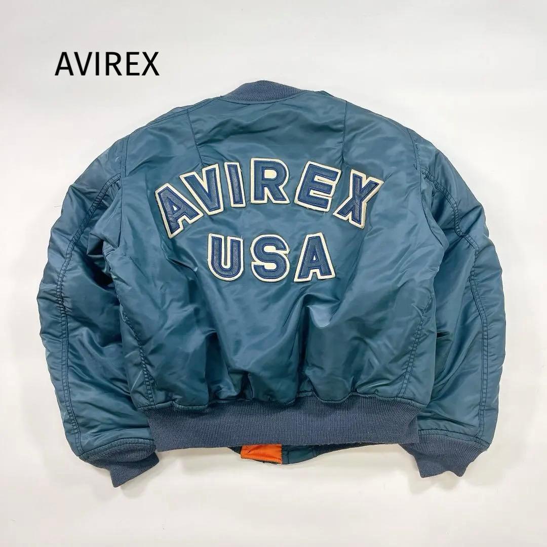 AVIREX MA-1 フライトジャケット バックロゴ L USA製 ブルー