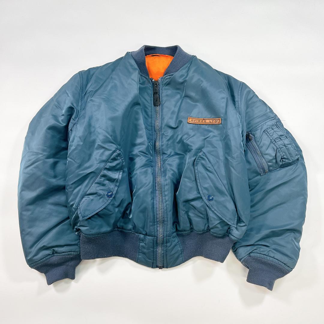 AVIREX MA-1 フライトジャケット バックロゴ L USA製 ブルー