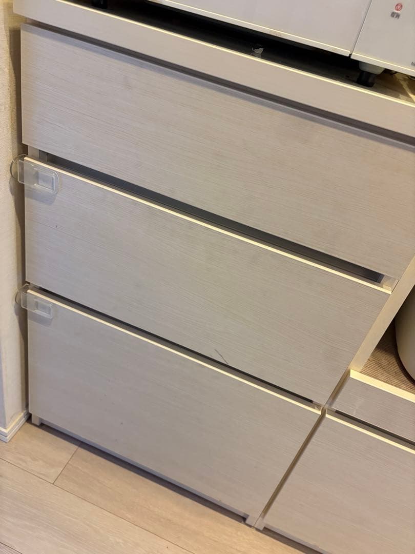 大川家具　キッチンカウンター　食器棚　ホワイト