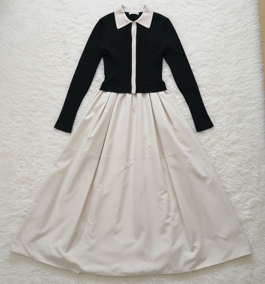 ジャスグリッティ2025 衿ニットドッキングワンピース ブラック M