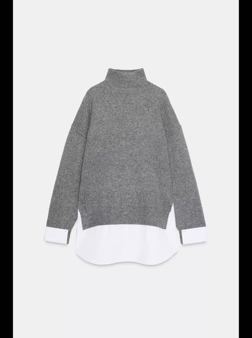 新品ZARA♡コンビポプリンニットセーター