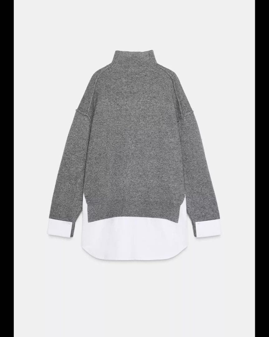 新品ZARA♡コンビポプリンニットセーター