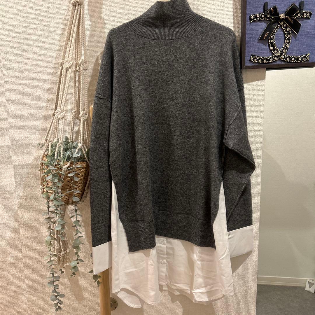 新品ZARA♡コンビポプリンニットセーター