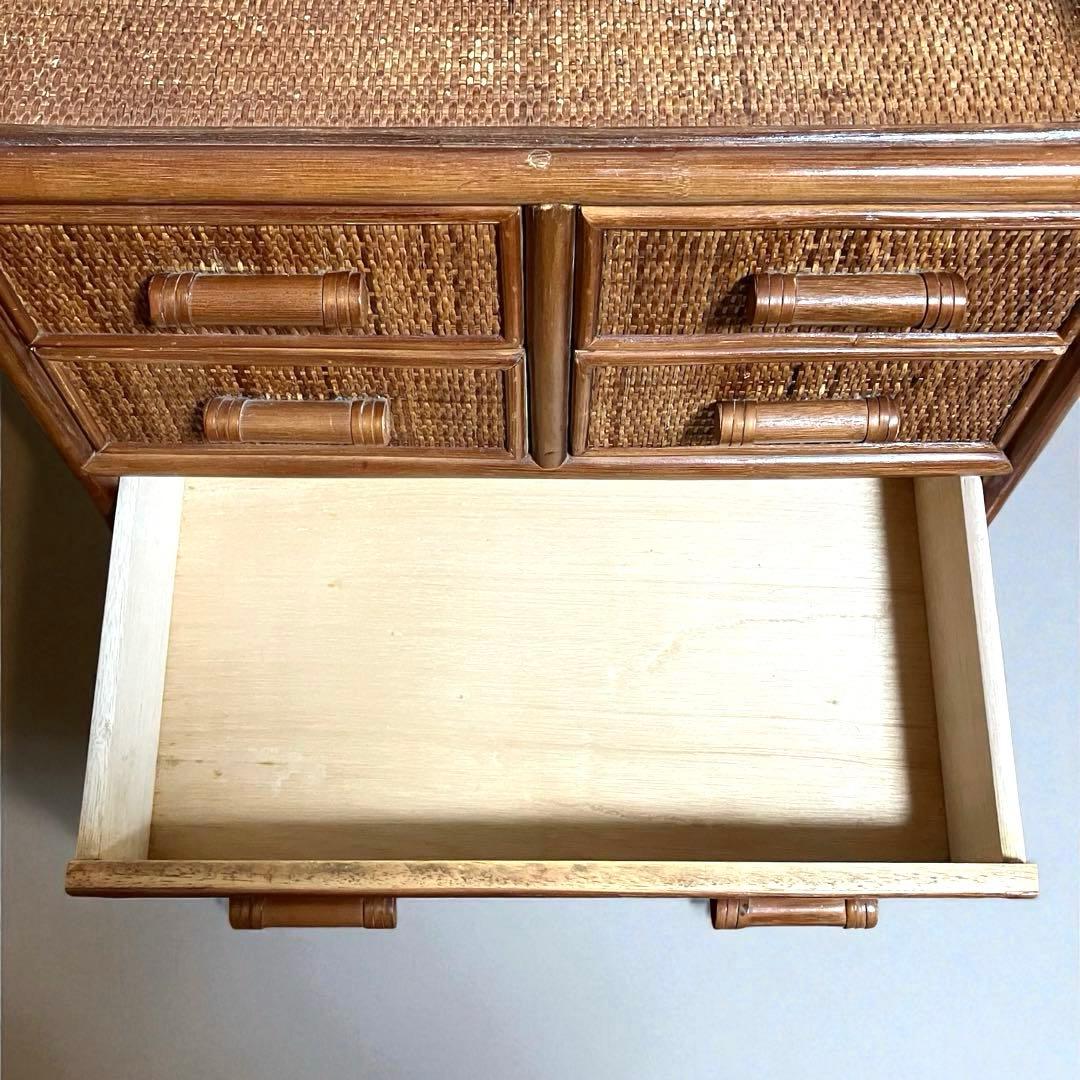 【良品】ラタン製　6段チェスト　籐家具　昭和レトロ　収納家具