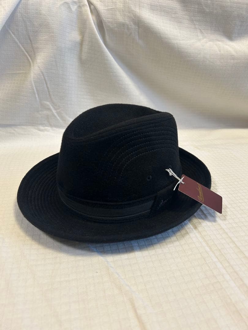 Borsalino ブラックハット 57cm 中折れ帽　ボルサリーノ