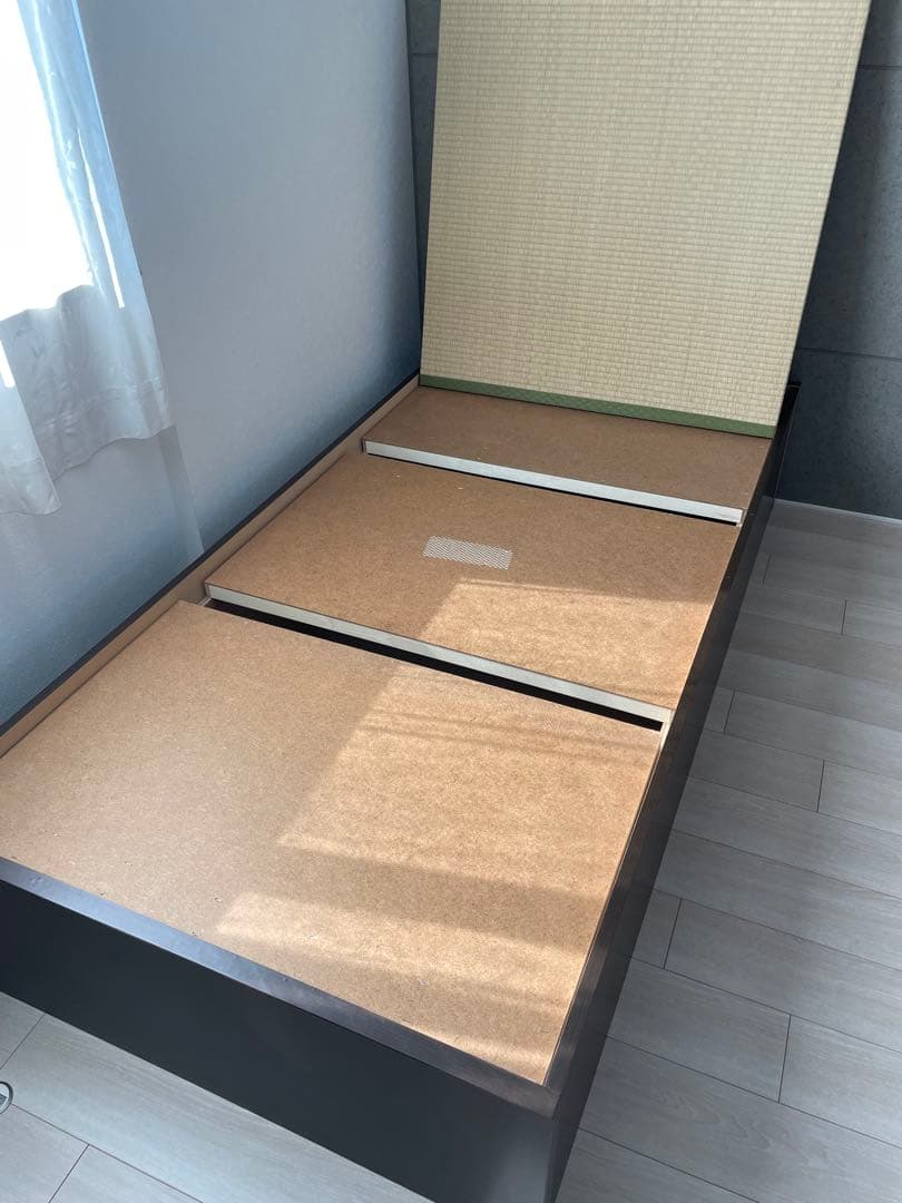 【引取限定】 シングルベッドフレーム ダークブラウン 畳