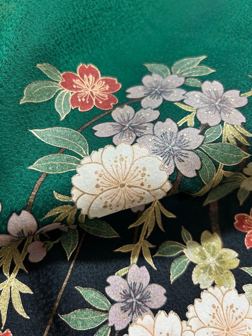 【 最終値下げ 】 豪華振袖４点セット！！　引箔　花柄　着物スキ倶楽部　１９９