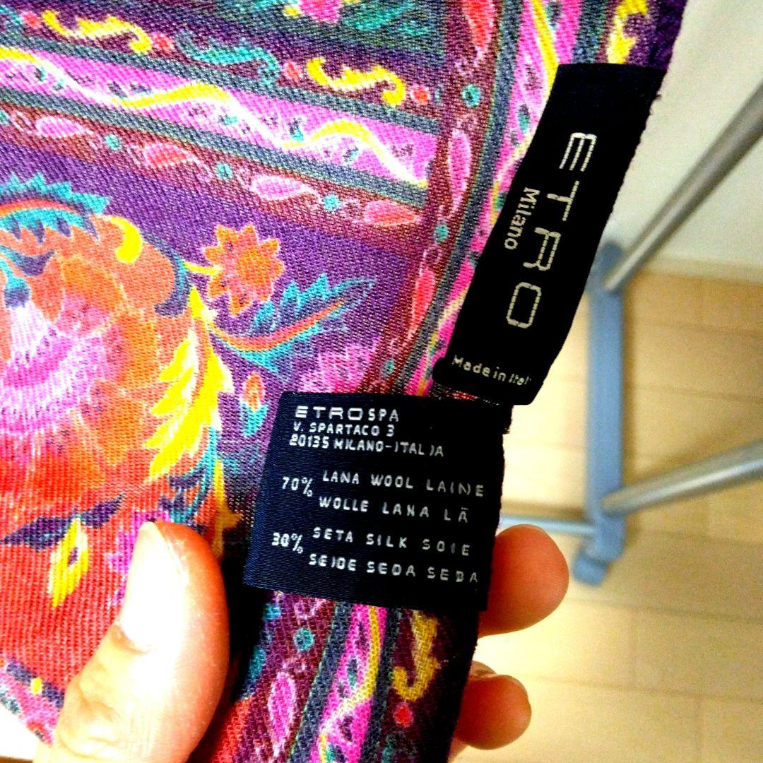 未使用★ETRO エトロ★赤 ストール　シルク　ウール