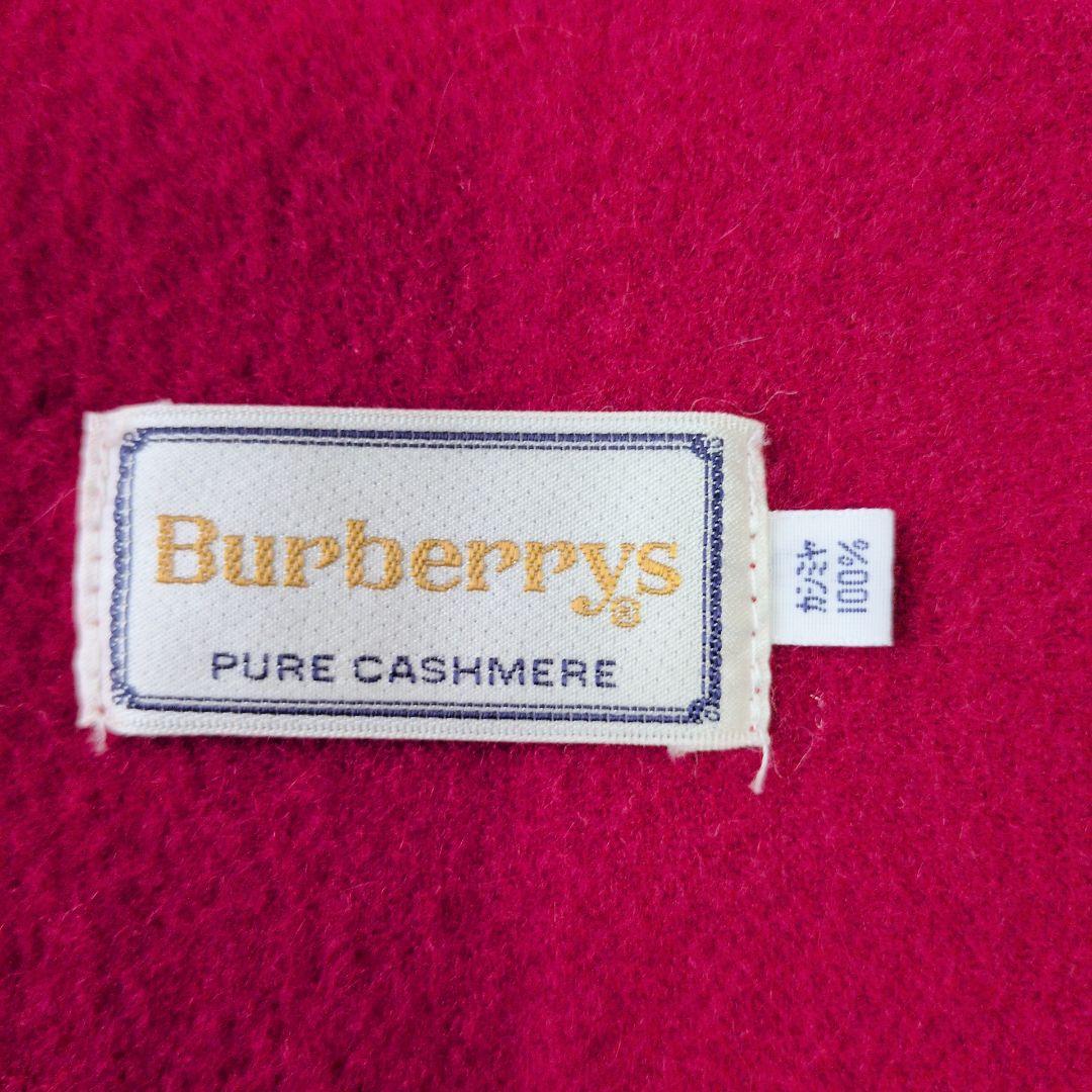 BURBERRYS バーバリー カシミヤ100% マフラー ロゴ刺繍 赤