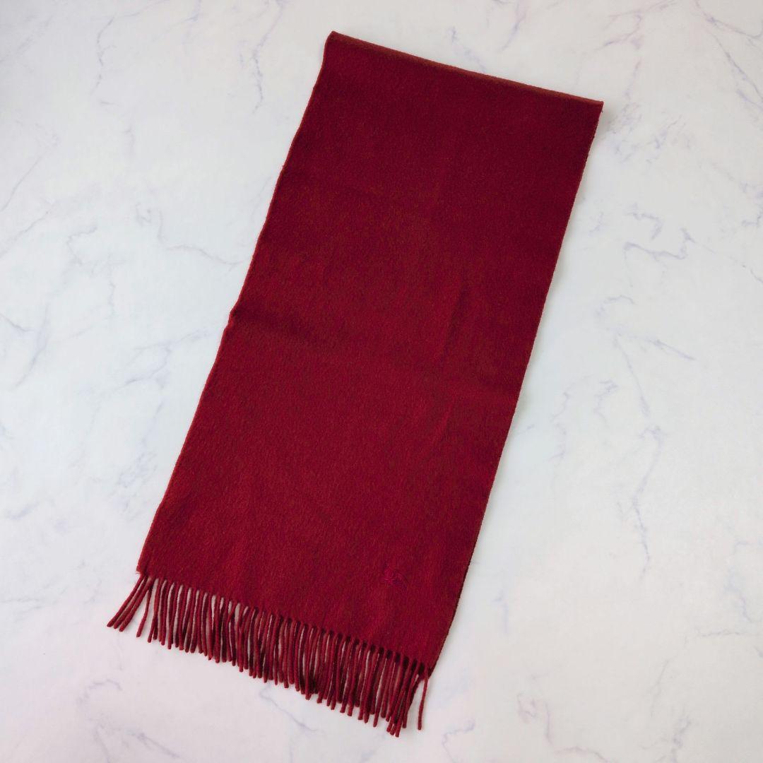 BURBERRYS バーバリー カシミヤ100% マフラー ロゴ刺繍 赤