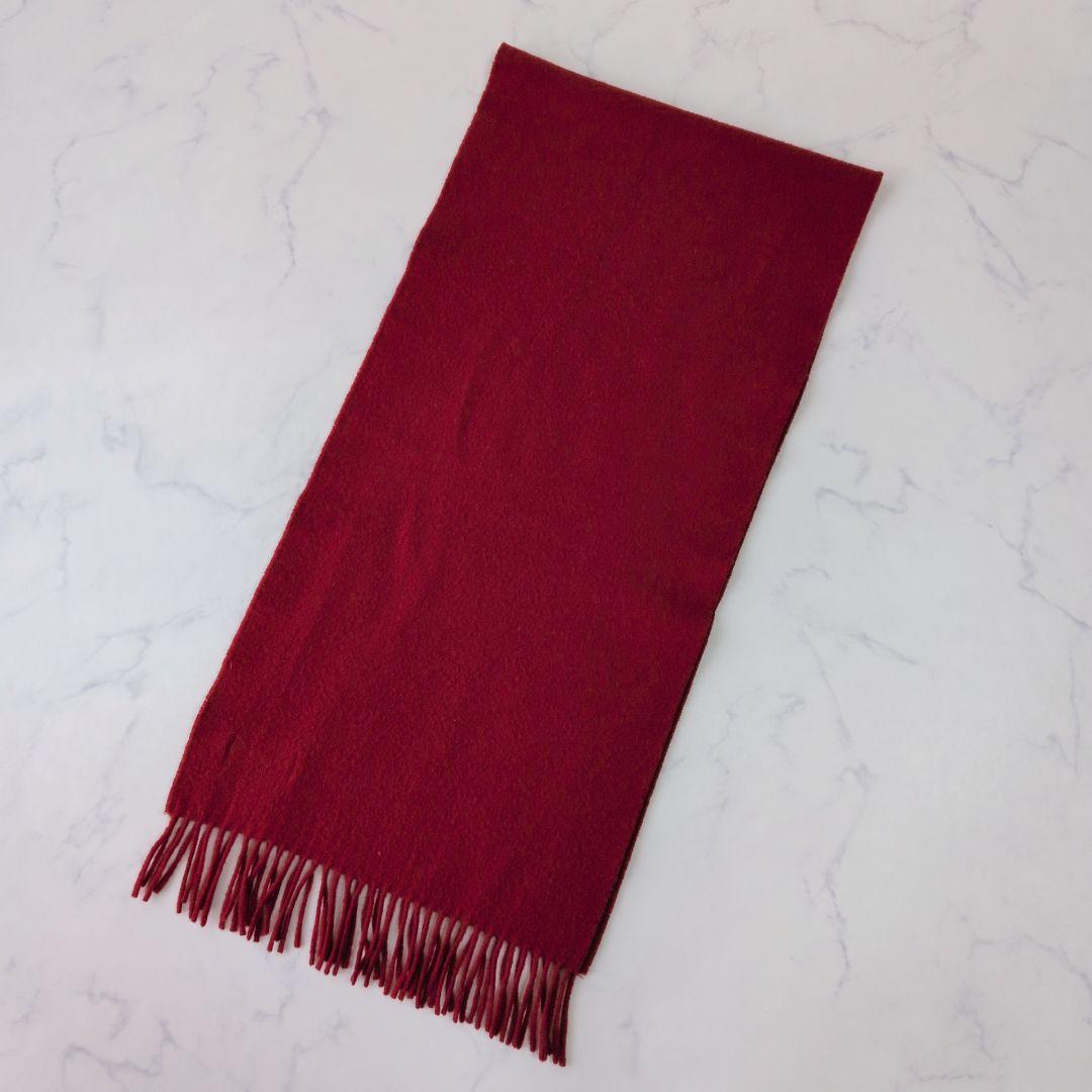 BURBERRYS バーバリー カシミヤ100% マフラー ロゴ刺繍 赤