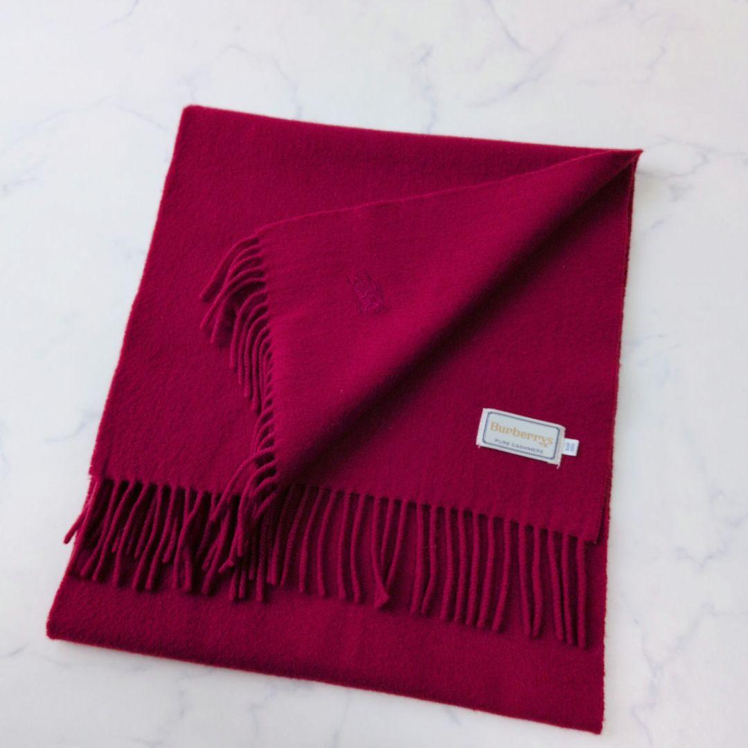 BURBERRYS バーバリー カシミヤ100% マフラー ロゴ刺繍 赤