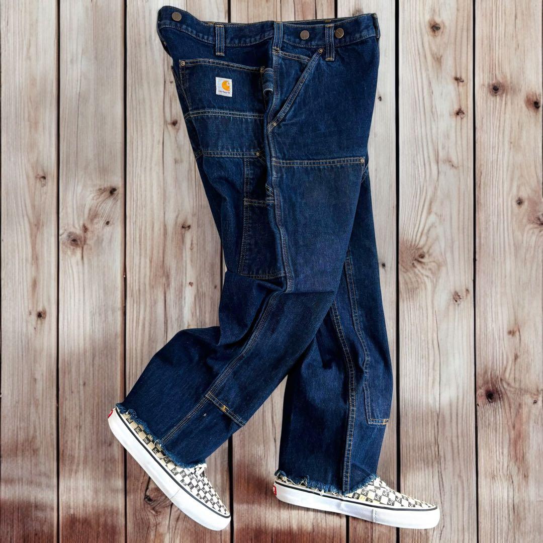08M156◯ Carhartt 濃紺 デニム Wニー ペインターパンツ W34