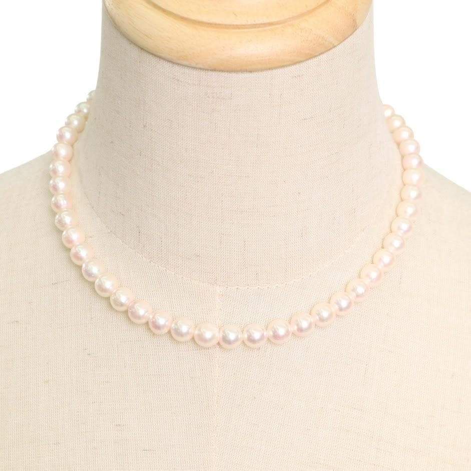 【鑑別書付き】　あこや真珠　ネックレス ラウンド 8～8.5mm SILVER