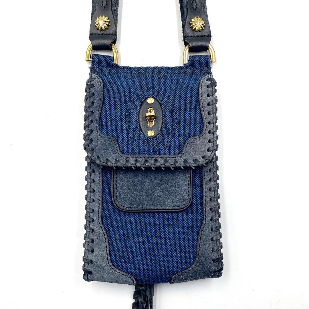 《未使用級》マルベリー ニコラスデイリー コラボ ショルダー スマホバッグ 紺系