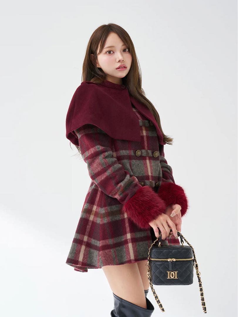 Darich ケープチェックナポレオンコート