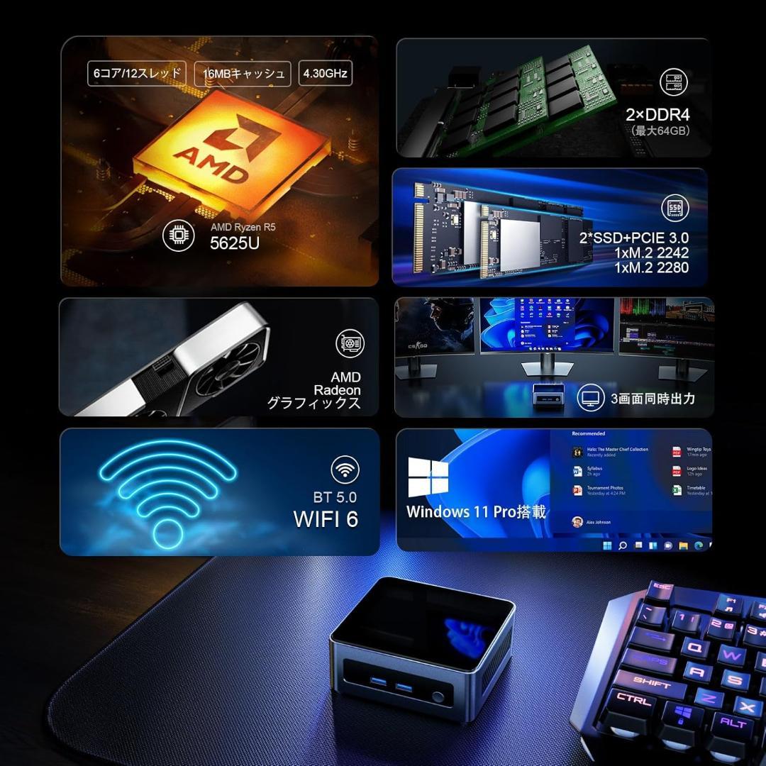 ミニPC AMD Ryzen5 5625U 6コア12スレッド　限定１個