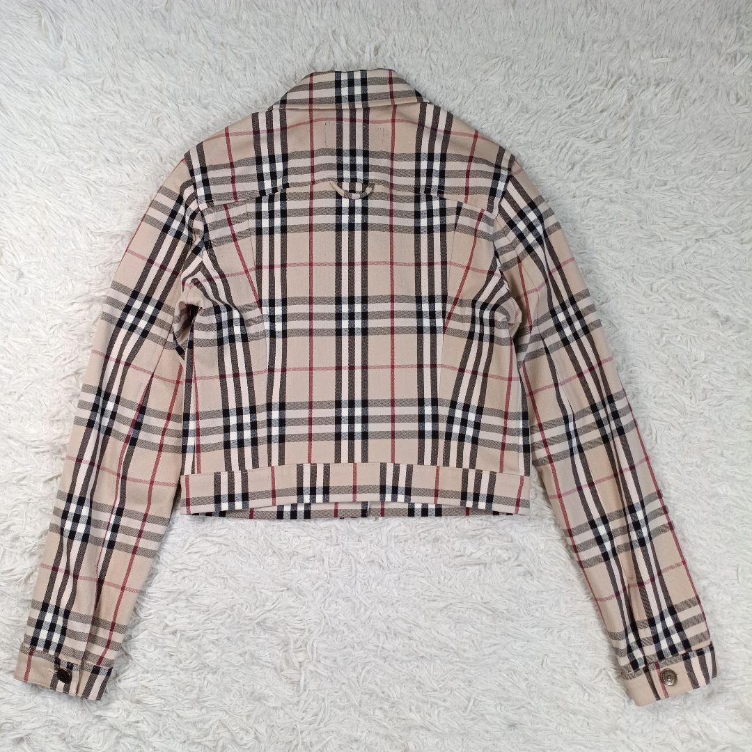美品✨バーバリーロンドン　クロップドチェックデニムジャケット　UK8　レディース