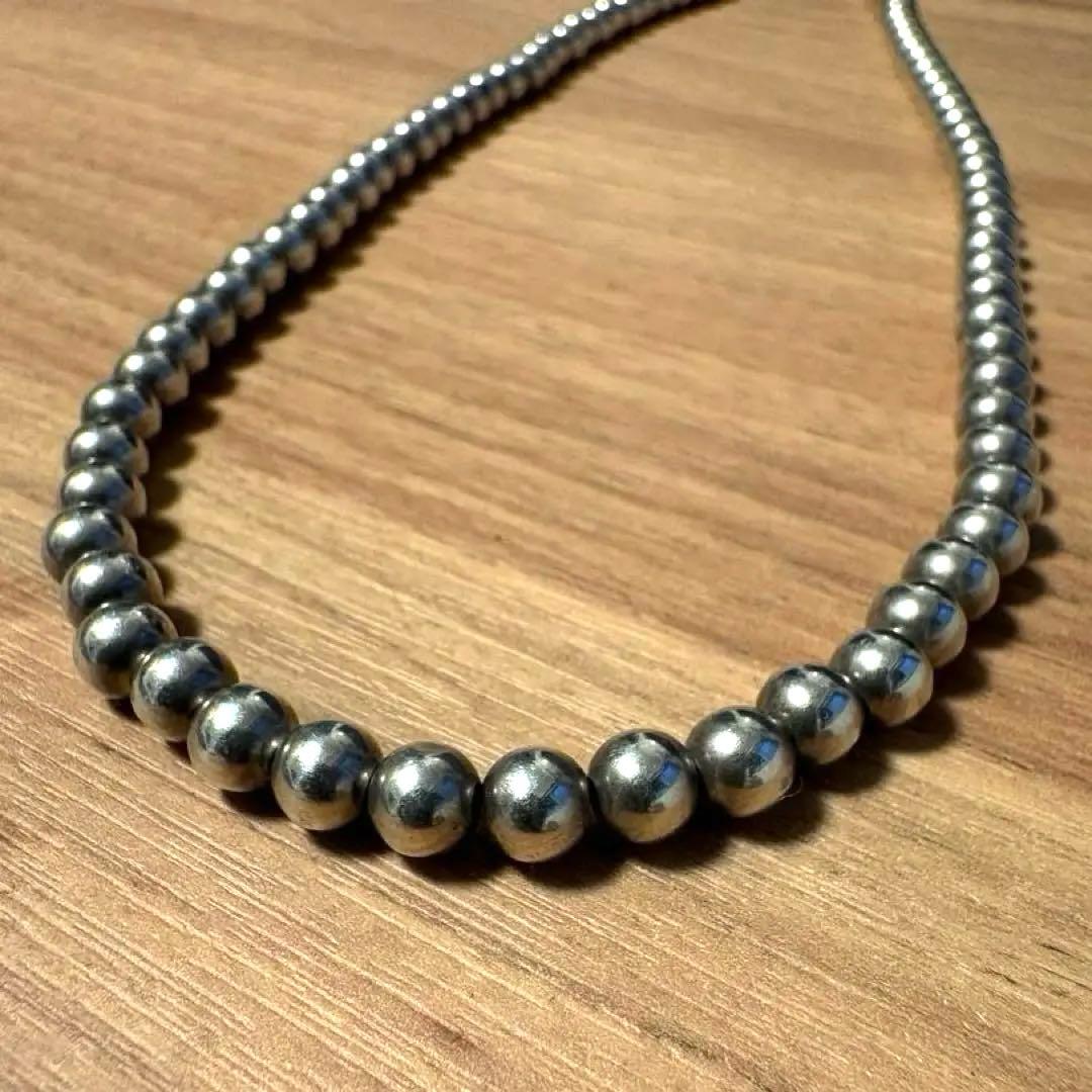 WJ　ナバホパール ネックレス 5mm 50cm シルバー925