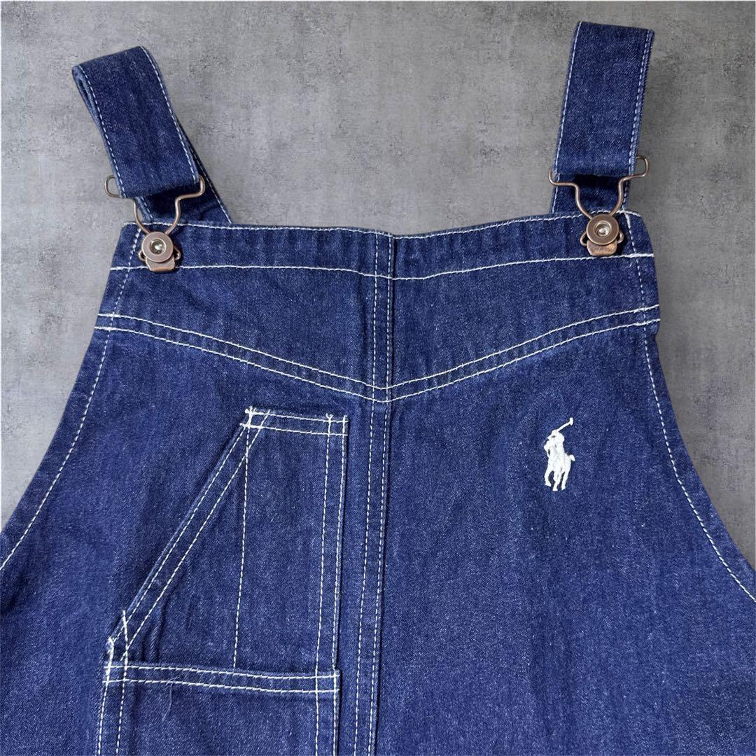ラルフローレン　エプロン　デニム　インディゴ　濃紺　ポニー刺繍