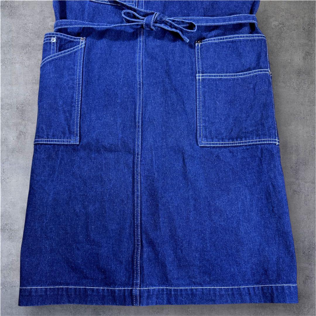 ラルフローレン　エプロン　デニム　インディゴ　濃紺　ポニー刺繍